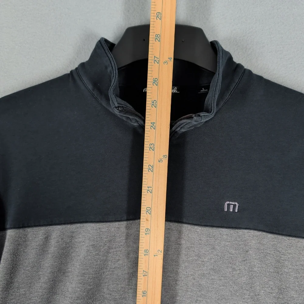 Travis Mathew Pullover Mens Large Gray Black 1/4 Zip Sweatshirt Golf Activewear